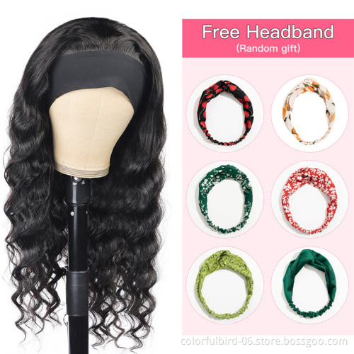 water wave Headband Wig Human Hair Wigs For Black Women natural  Ice silk Virgin Human Hair water wave Wigs